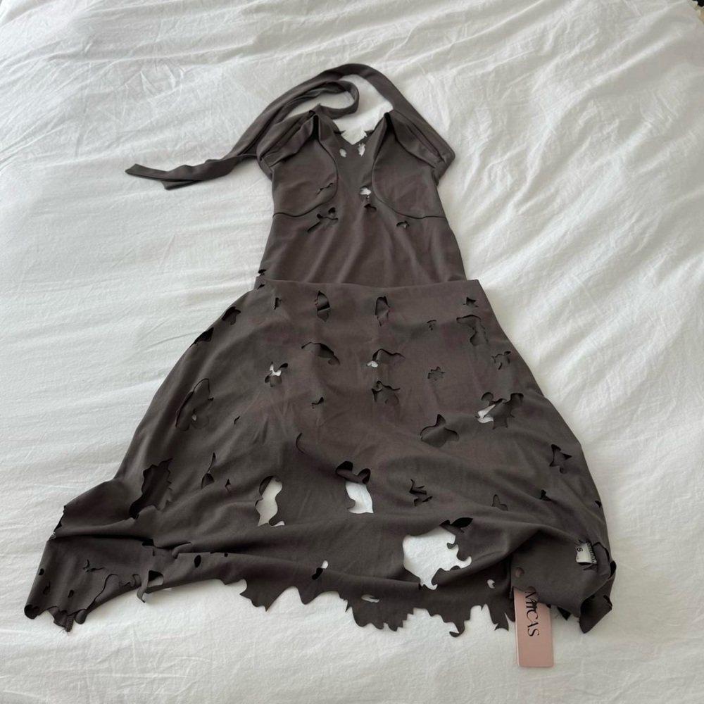 Micas grey distressed maxi dress